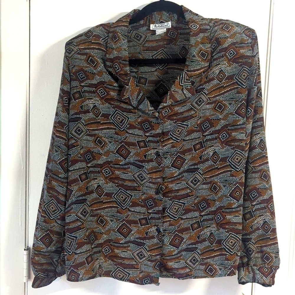 NWT Vintage! Deadstock Notations Plus Size 16W Long Sleeve Shirt - Amazing!